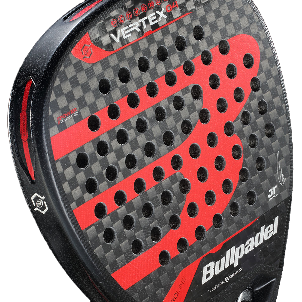 Bullpadel Vertex 04 12K Carbon Fibre Padel Racket - Black / Red