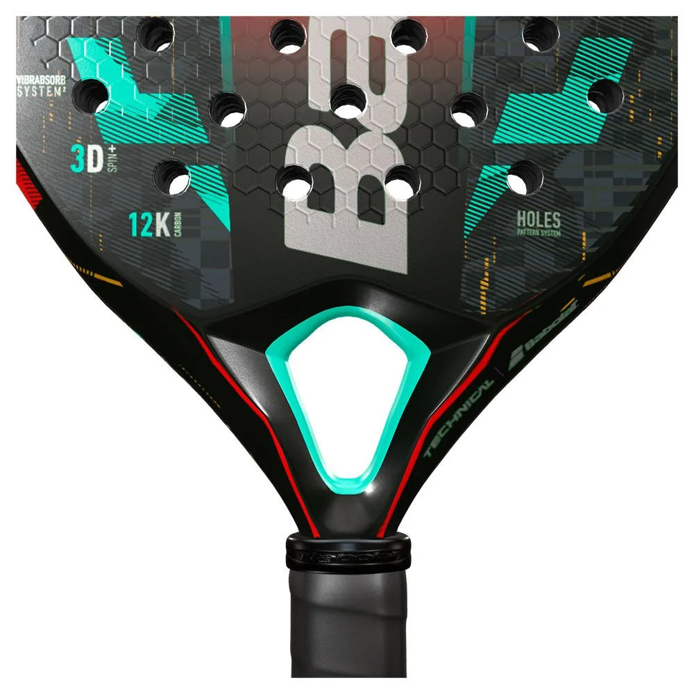 Babolat Technical Viper Juan Lebron 12K Carbon Fibre Padel Racket - Black / Red / Turquoise