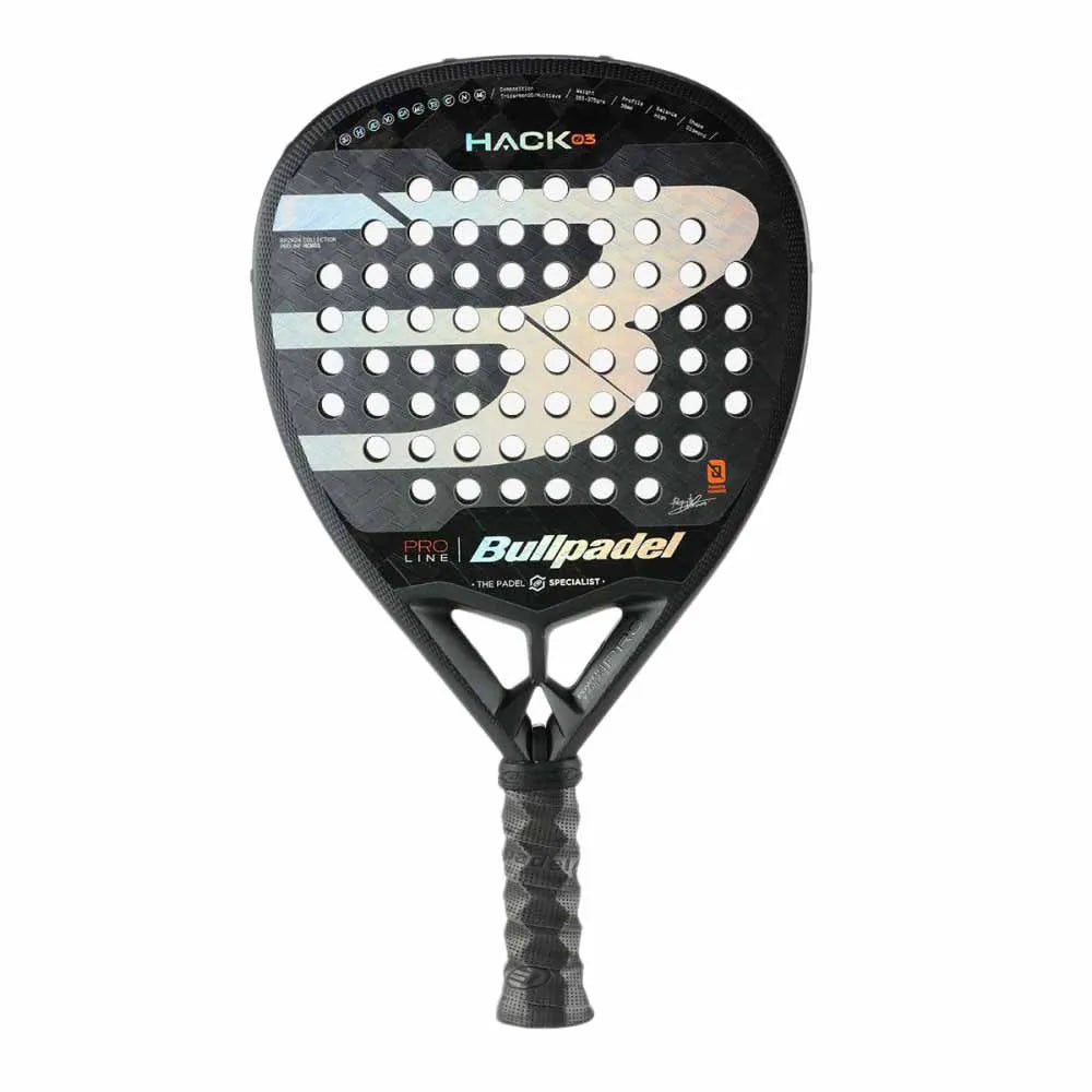 Bullpadel Hack 03 12K Carbon Fibre Padel Racket - Black / Orange / Silver