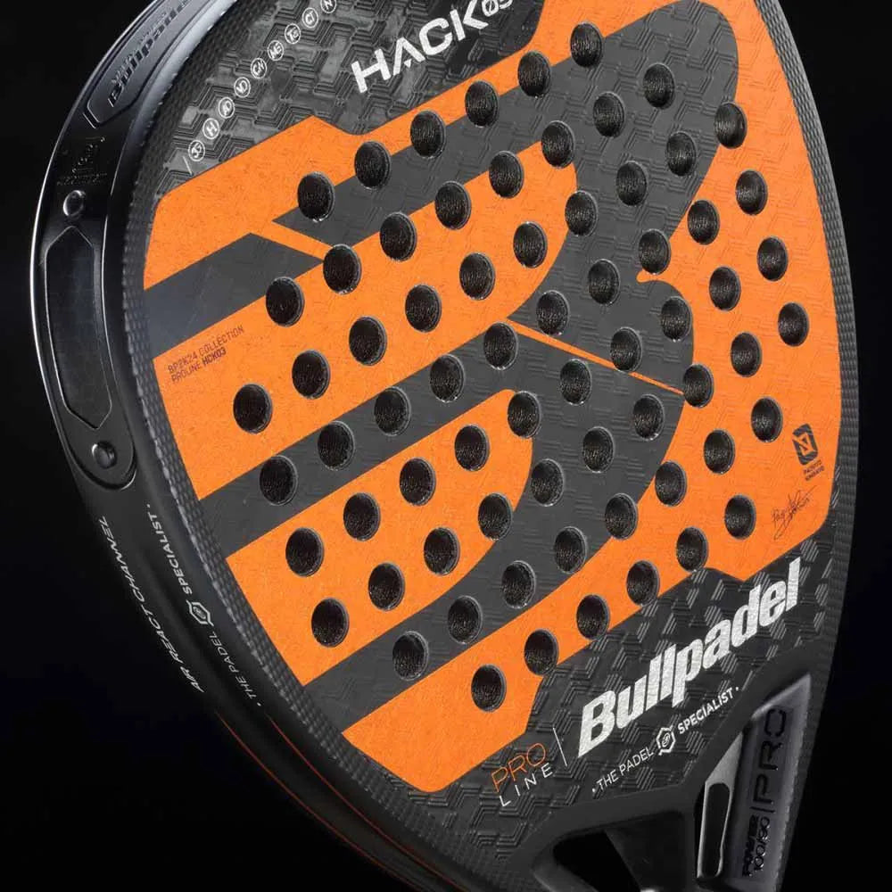 Bullpadel Hack 03 12K Carbon Fibre Padel Racket - Black / Orange / Silver