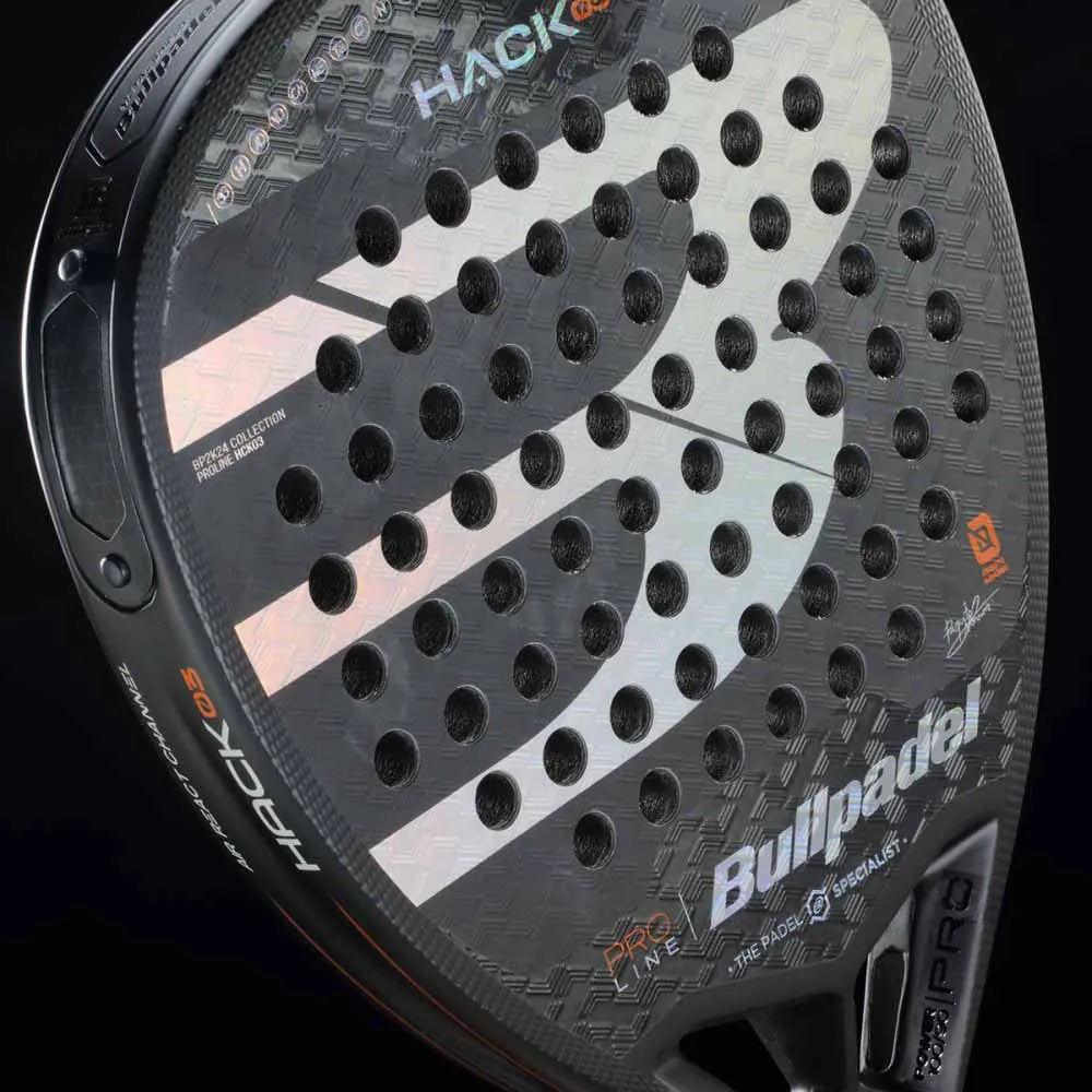 Bullpadel Hack 03 12K Carbon Fibre Padel Racket - Black / Orange / Silver