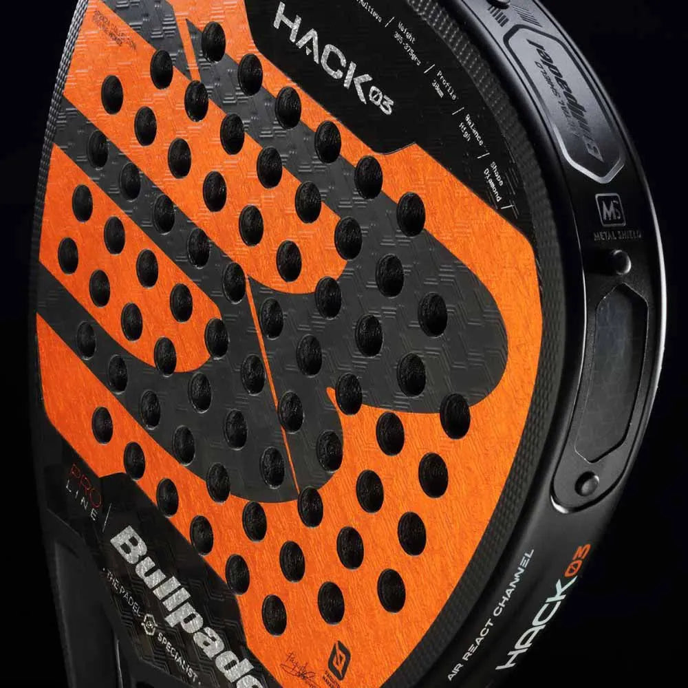 Bullpadel Hack 03 12K Carbon Fibre Padel Racket - Black / Orange / Silver