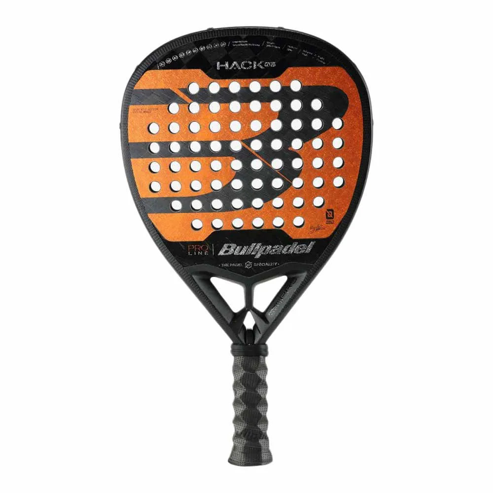 Bullpadel Hack 03 12K Carbon Fibre Padel Racket - Black / Orange / Silver