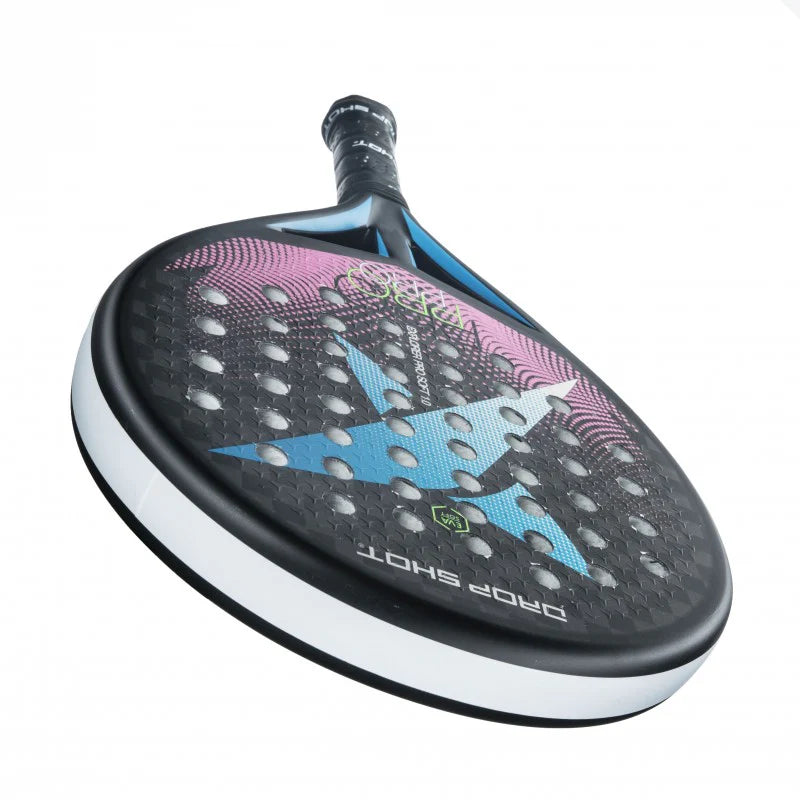 Drop Shot 12K Carbon Fibre Padel Racket - Black / Blue / Pink