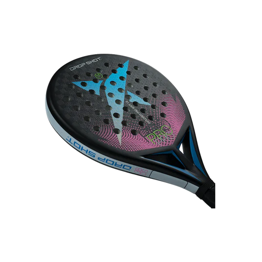 Drop Shot 12K Carbon Fibre Padel Racket - Black / Blue / Pink