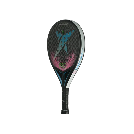 Drop Shot 12K Carbon Fibre Padel Racket - Black / Blue / Pink