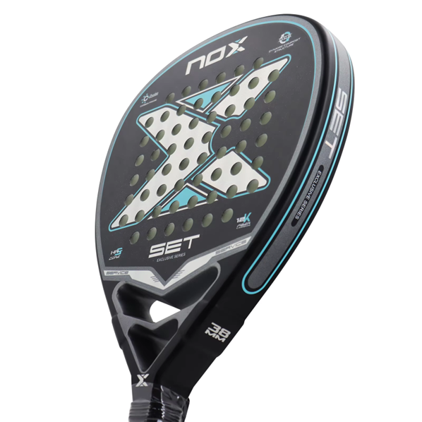 NOX SET Exclusive Series 12K Carbon Fibre Padel Racket - Black / Turquoise / Silver