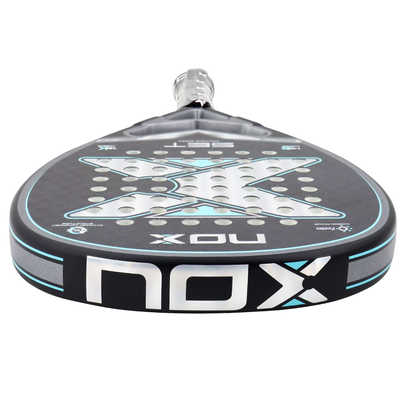 NOX SET Exclusive Series 12K Carbon Fibre Padel Racket - Black / Turquoise / Silver