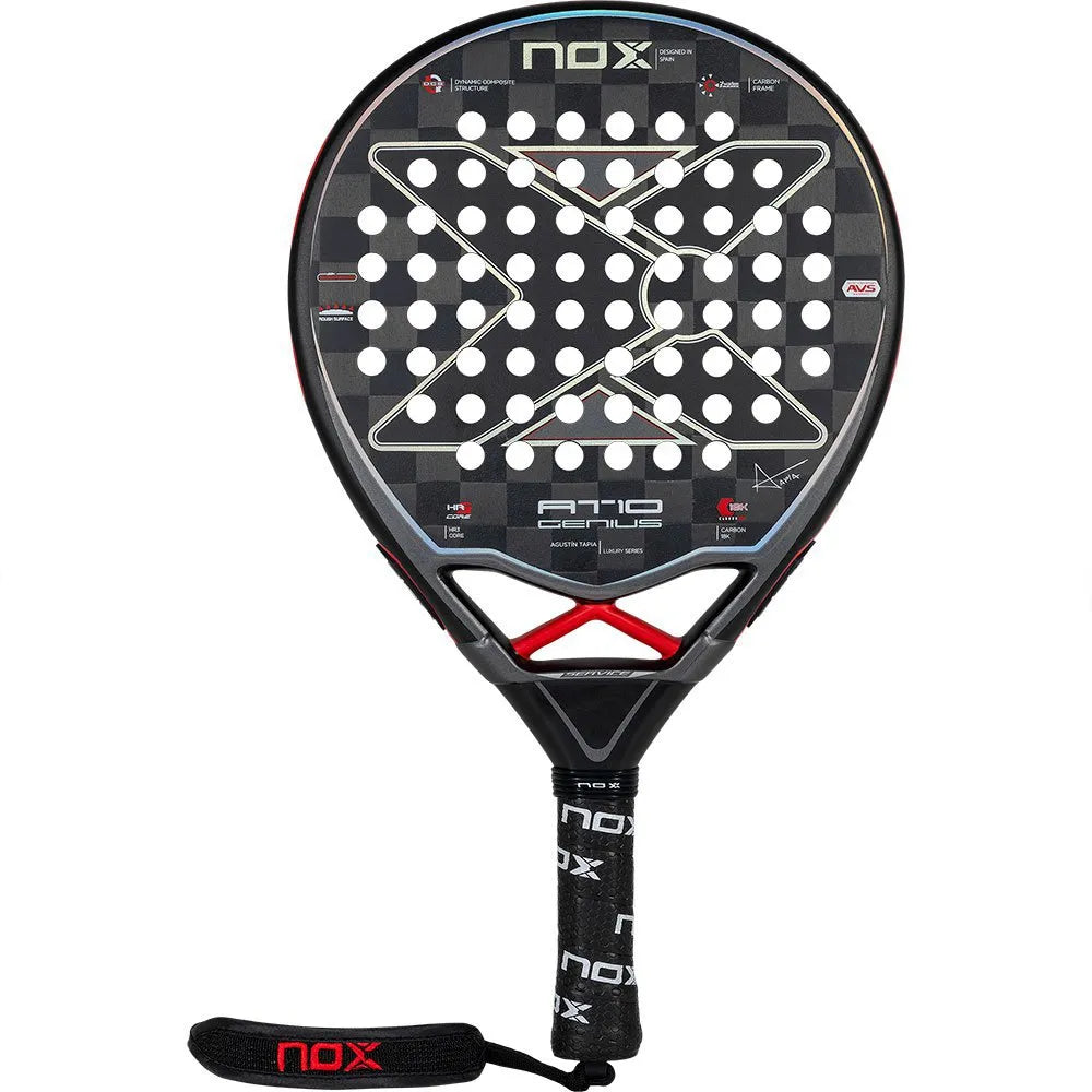 NOX AT10 Genius 18K Carbon Fibre Padel Racket By Agustin Tapia - Black / Red