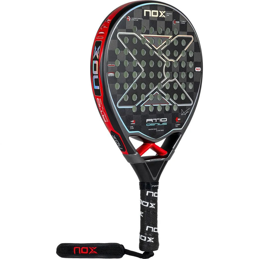 NOX AT10 Genius 18K Carbon Fibre Padel Racket By Agustin Tapia - Black / Red