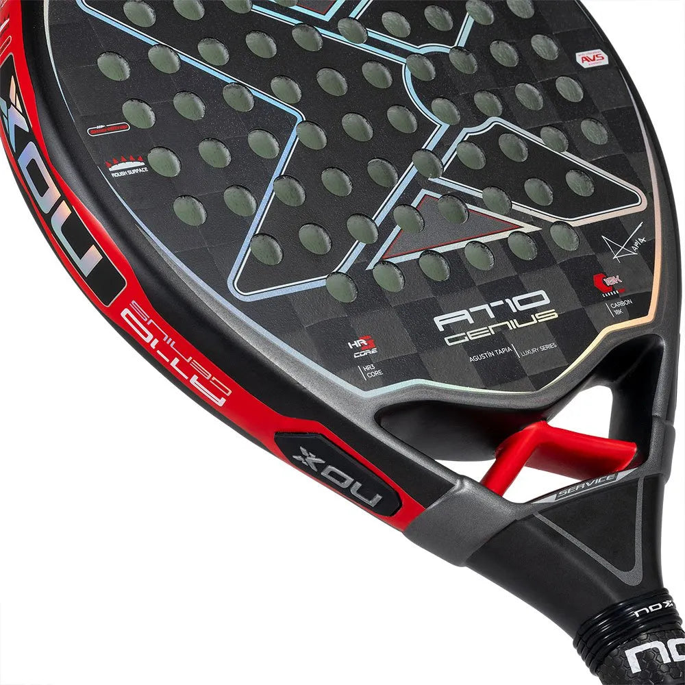 NOX AT10 Genius 18K Carbon Fibre Padel Racket By Agustin Tapia - Black / Red