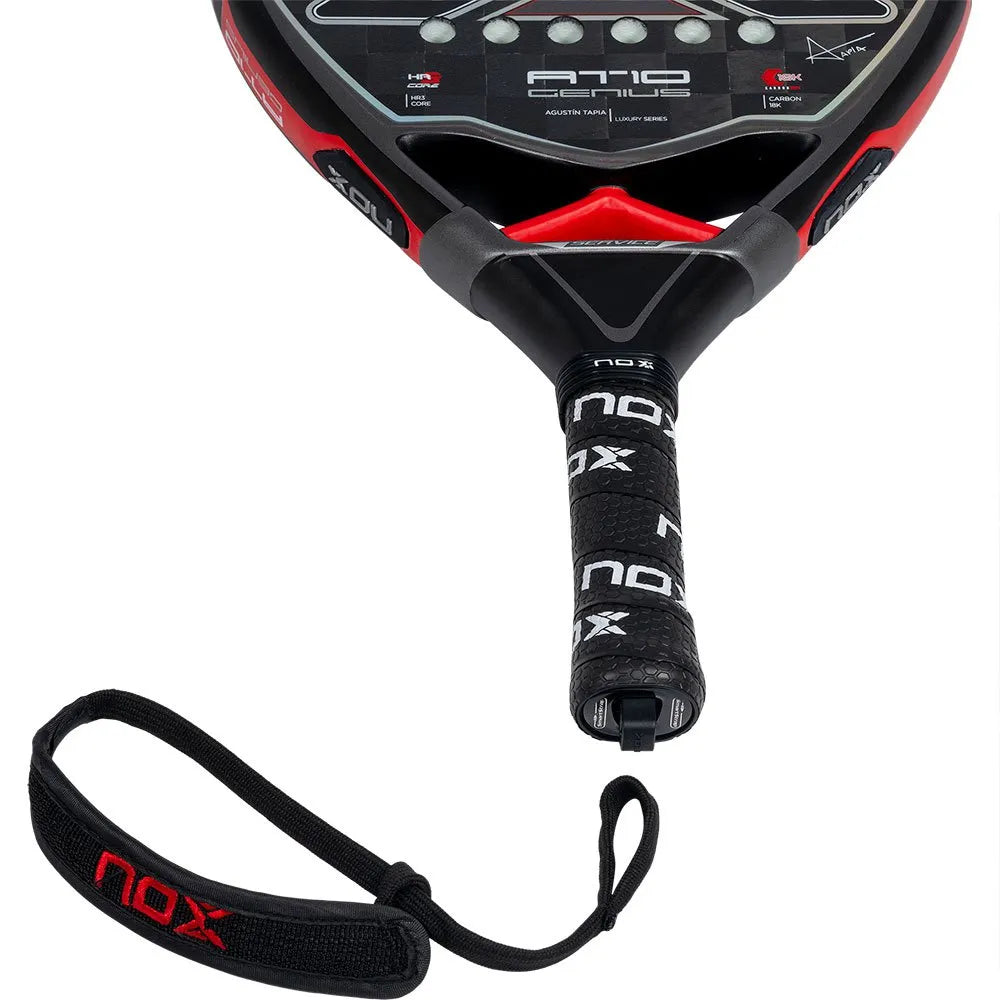 NOX AT10 Genius 18K Carbon Fibre Padel Racket By Agustin Tapia - Black / Red