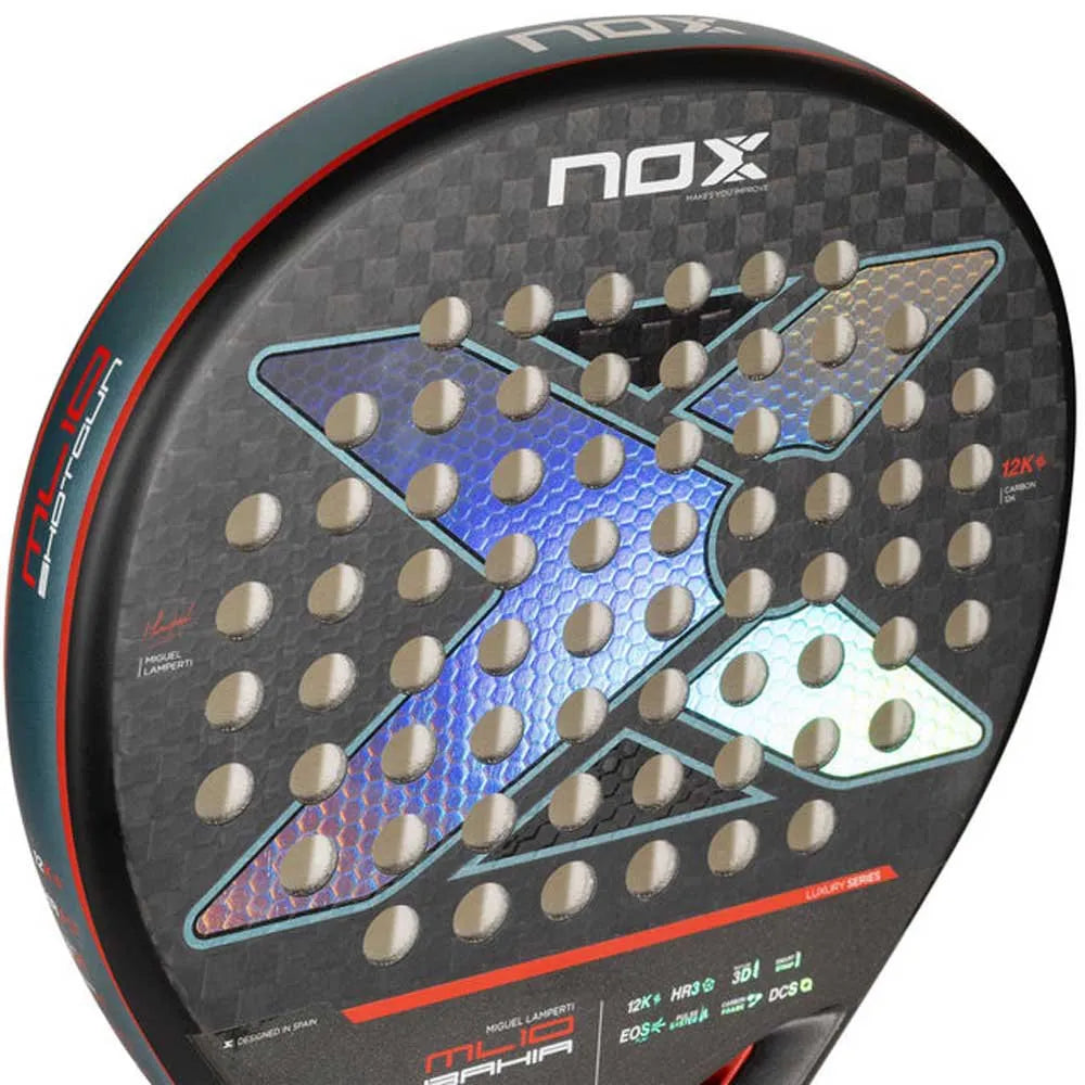 NOX ML10  Bahia 12K Carbon Fibre Padel Racket - Black / Silver / Red