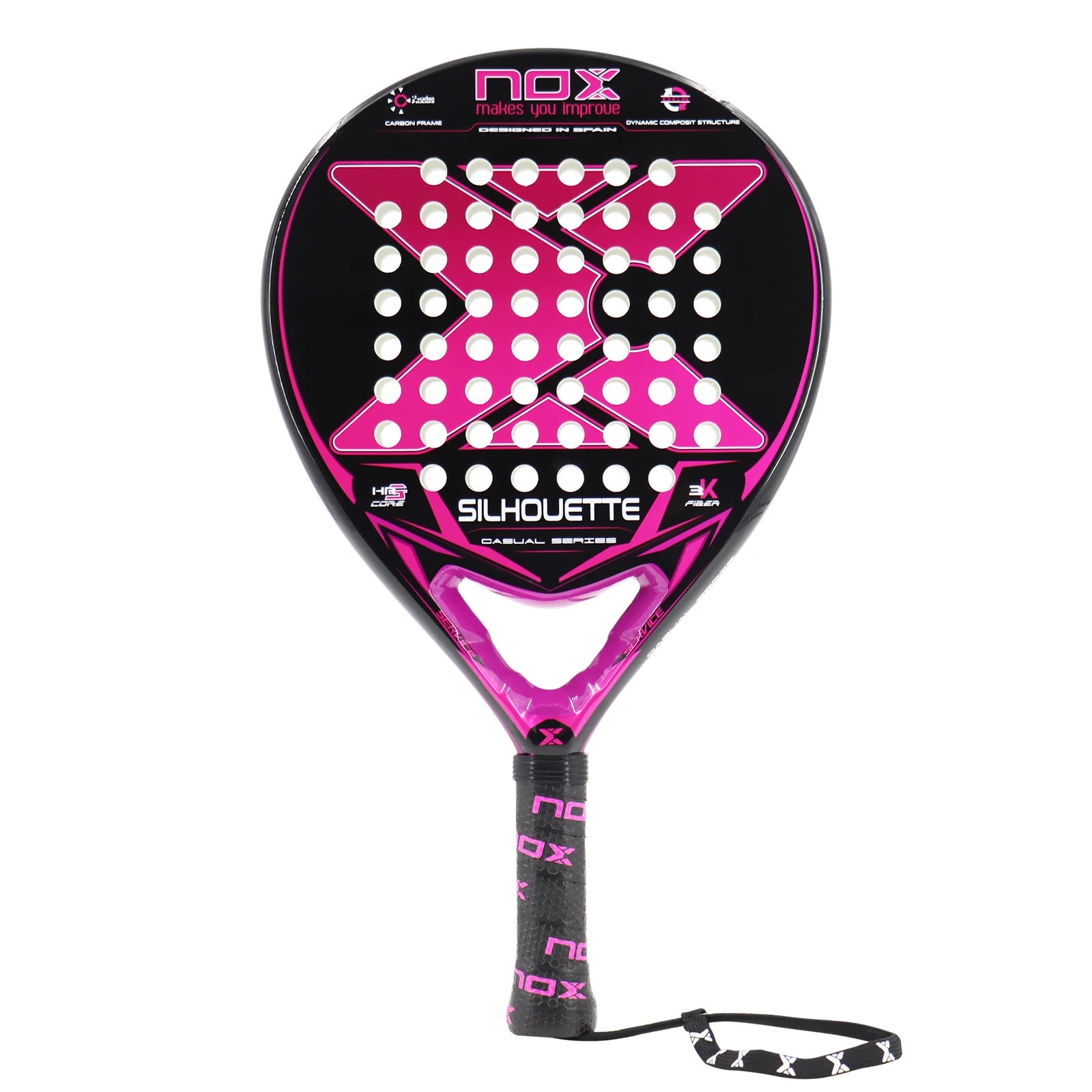 NOX Silhoutte 3K Carbon Fibre Padel Racket - Black / Pink