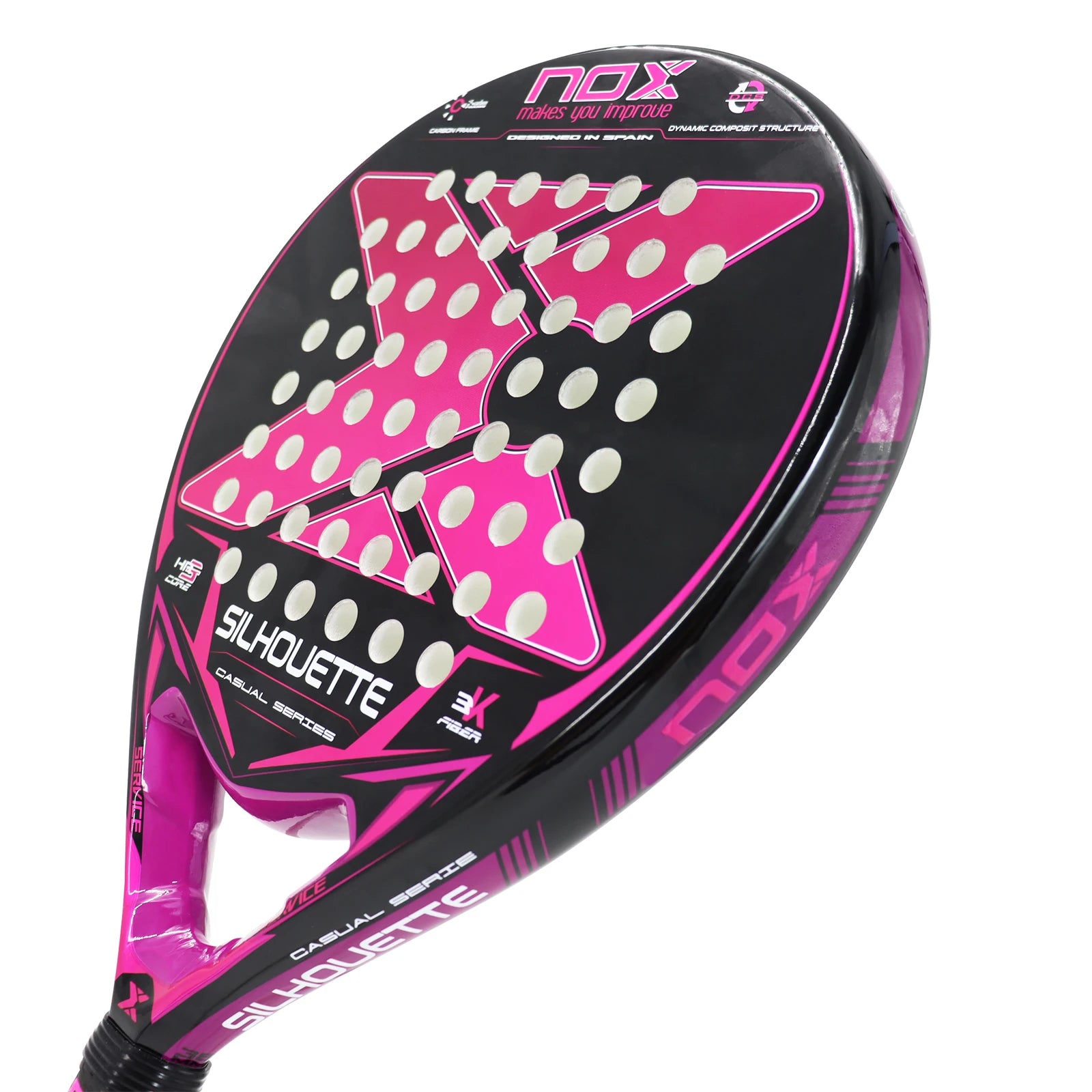 NOX Silhoutte 3K Carbon Fibre Padel Racket - Black / Pink