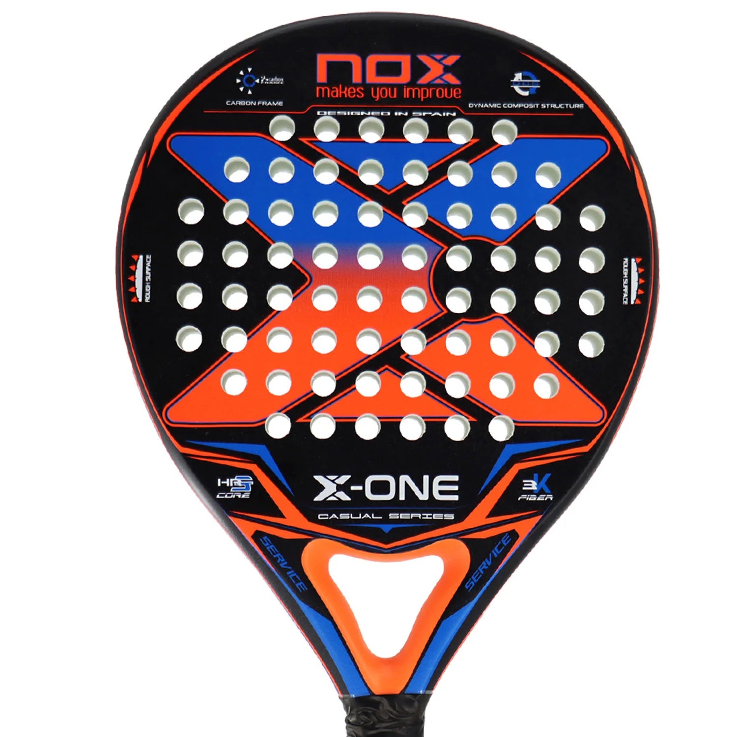 NOX X-ONE 3K Carbon Padel Racket - Black / Blue / Orange