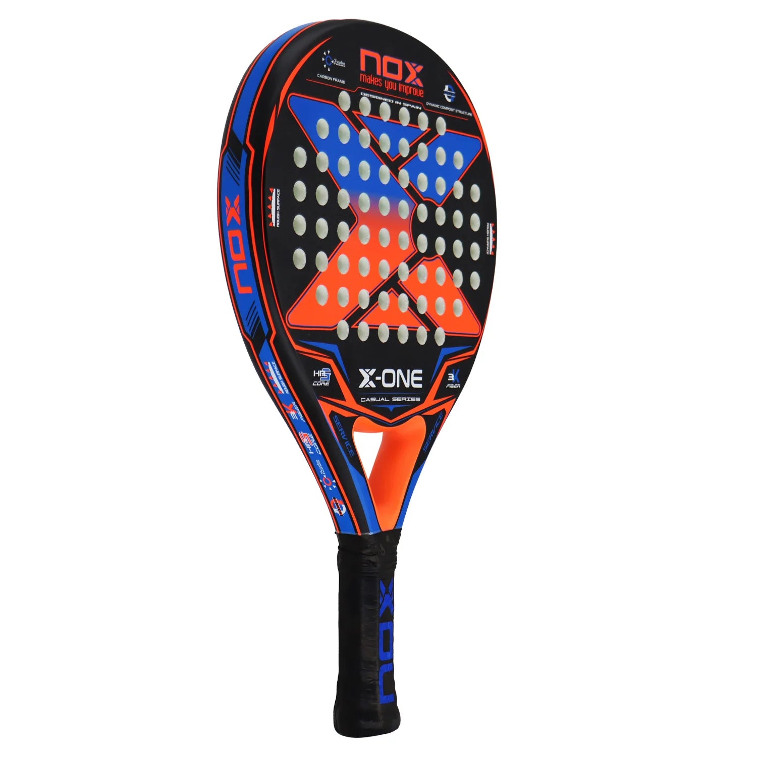 NOX X-ONE 3K Carbon Padel Racket - Black / Blue / Orange