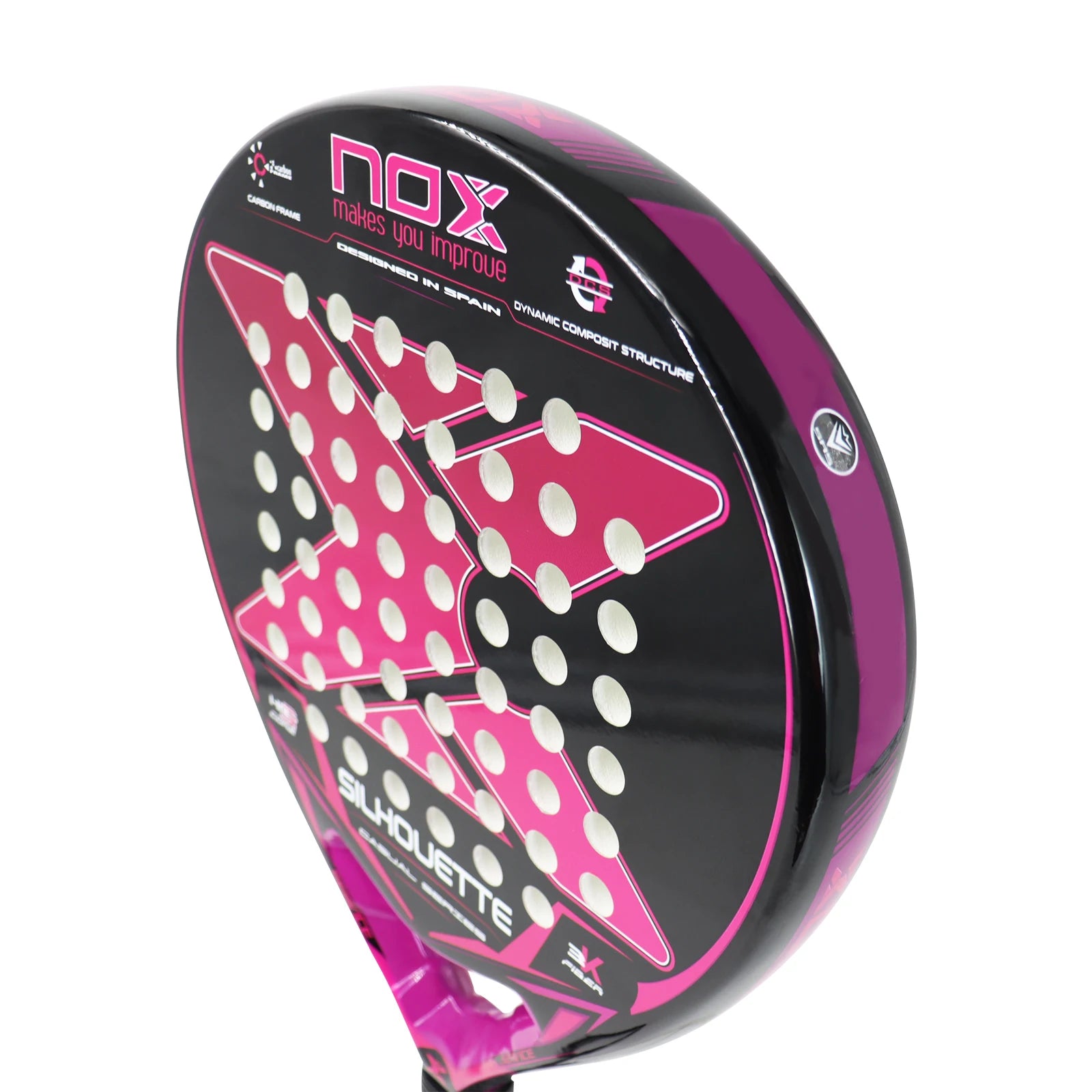 NOX Silhoutte 3K Carbon Fibre Padel Racket - Black / Pink