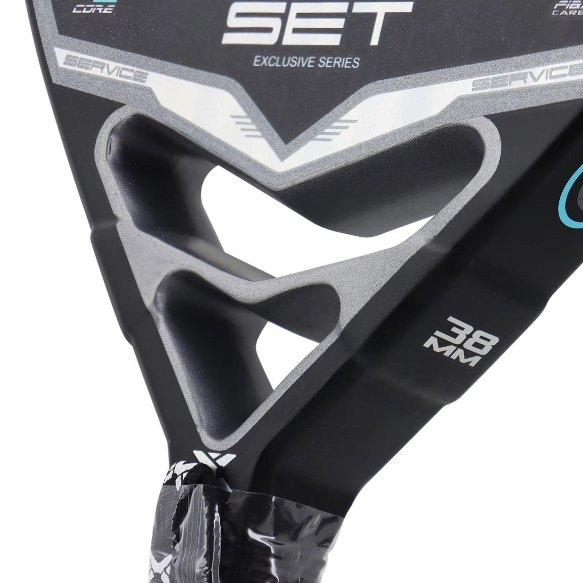 NOX SET Exclusive Series 12K Carbon Fibre Padel Racket - Black / Turquoise / Silver